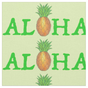 Tissu ALOHA Tropical Island Hawaiian Pineappy Green