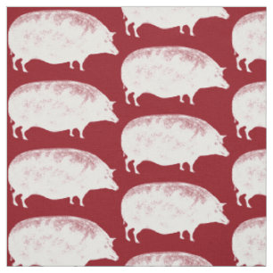 Tissu Amant démodé drôle de lard de porcs blancs
