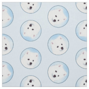 Tissu American Eskimo Eskie Puppy Peinture Cute Chien Ar