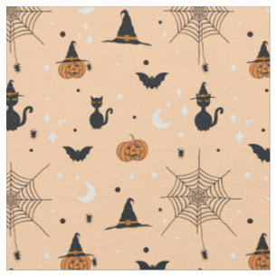 Tissu Amusant Éffrayant Halloween Orange Design