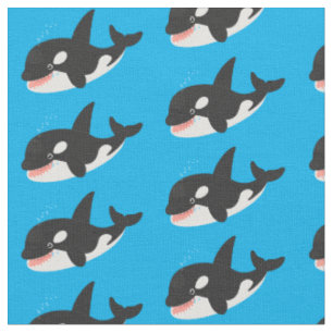 Tissu Amusante baleine orque mignonne dessin animé
