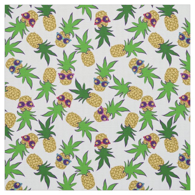 Tissu Ananas avec lunettes de soleil Motif (Échantillon)