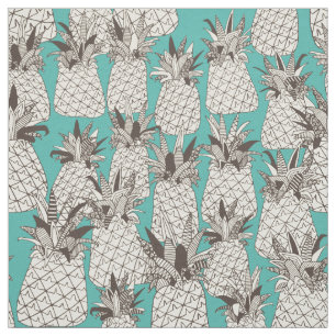 Tissu ananas mer turquoise