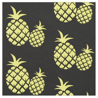 Tissu Ananas noir et jaune