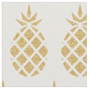 Tissu Ananas Tropical Été Pailleté Or