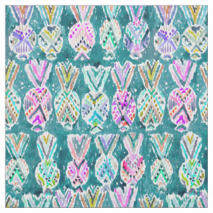 Tissu Ananas tropicaux tribaux de Hawaïen d'aquarelle
