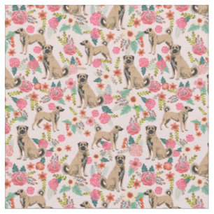 Tissu Anatolian Shepherd dog floral rose pastel