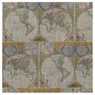 Tissu Ancienne carte du monde