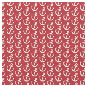 Tissu Ancre rouge Motif nautique