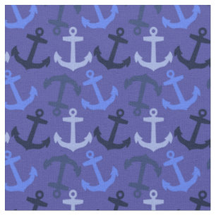 Tissu Ancres Aweigh ! Ancres Bleues de la Marine Fabric