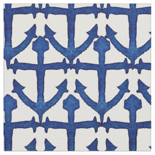 Tissu Ancres nautiques peintes par aquarelle fraîche