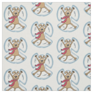 Tissu Ange de neige Chien Amusant mignon Noël Vacances a