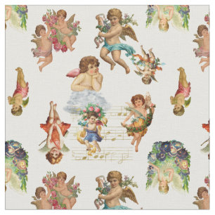 Tissu angel cherub antique céleste victorien