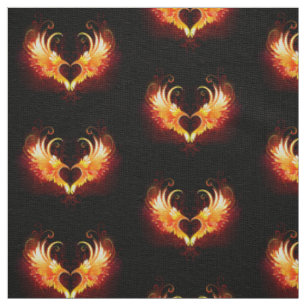 Tissu Angel Fire Heart with Wings