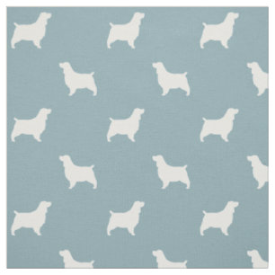 Tissu Anglais Springer Spaniel Silhouettes Motif Blue