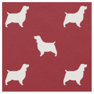 Tissu Anglais Springer Spaniel Silhouettes Motif Rouge