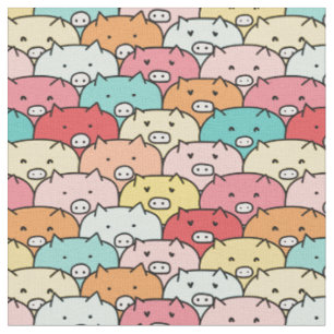Tissu Animaux adorables motif pour enfants l Cochons ros
