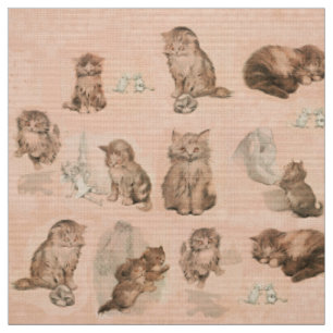 TISSU ANIMAUX CUTES / HISTOIRES DE CHAT ET SOURIS EN ROS