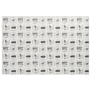 Tissu animaux de ferme français vintages modernes