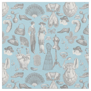 Tissu antiquité edwardienne mode vintage dames bleu