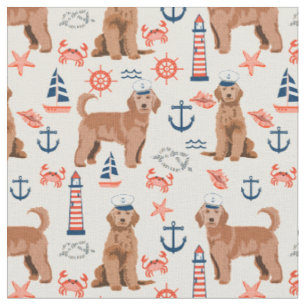 Tissu Apricot Golden Doodle nautique