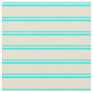 Tissu Aqua & Beige Coloured Linked/Striped Motif