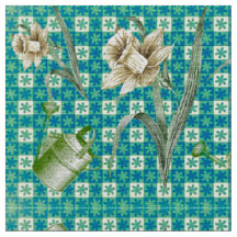 Aqua Daffidols Fabric