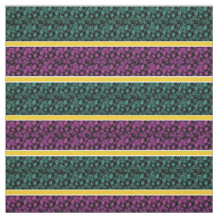 Tissu Aqua/rose floral-or/blanc rayé - noir
