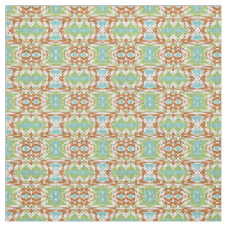 Tissu Aqua Turquoise Vert Citron Orange Blanc Look Ethni