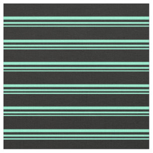 Tissu Aquamarine et Motif à rayures/à nappes noires