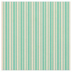 Tissu Aquamarine & Tan Coloured Linored Motif