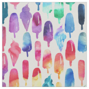 Tissu Aquarelle arc-en-ciel Crème de glace Popsicle Yumm