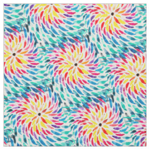 Tissu Aquarelle arc-en-ciel spirale abstraite