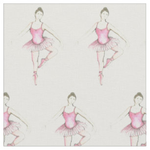 Tissu Aquarelle Ballerina Ballet Classe de danse Pink Tu