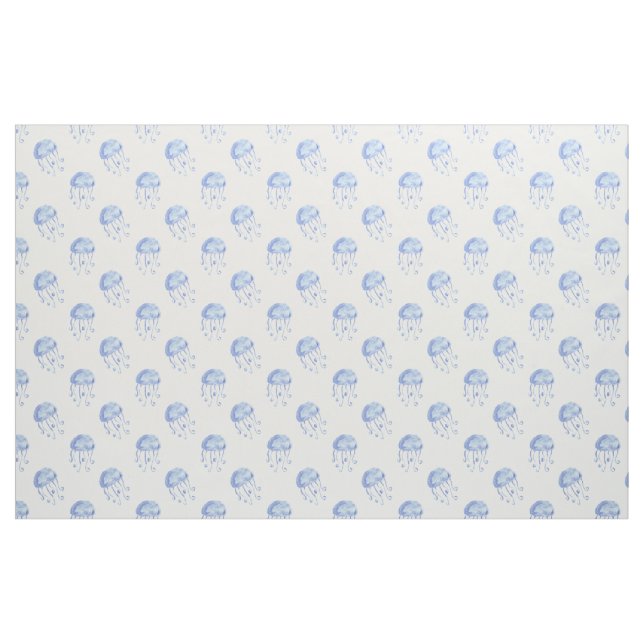 Tissu aquarelle bleu méduse conception de plage (Fat Quarter)
