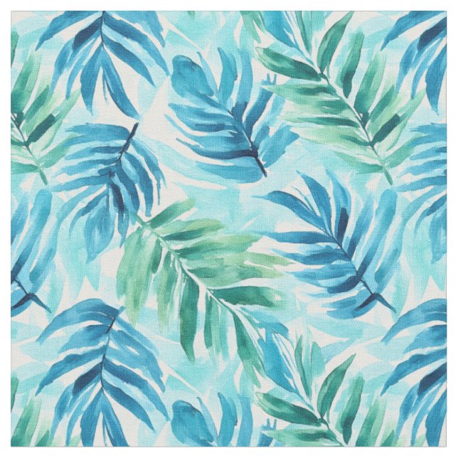 Tissu Aquarelle Bleu & Vert Palm Frances (Fermer)