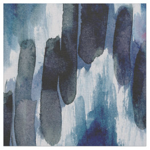 Tissu Aquarelle Chevron bleu Ikat