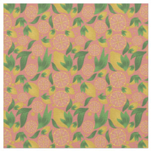 Tissu Aquarelle Citron rose Motif de fruits