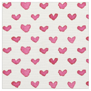Tissu Aquarelle Coeurs Fabric Motif