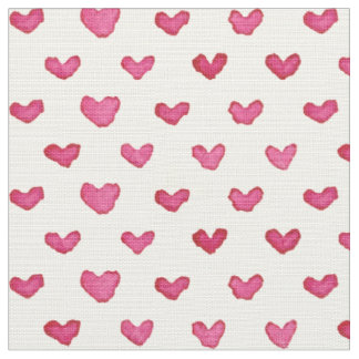 Tissu Aquarelle Coeurs Fabric Motif