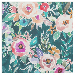 Tissu Aquarelle colorée audacieuse FLORALE EXPANSIVE de