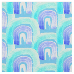 Tissu Aquarelle d'amour bleu arc-en-ciel