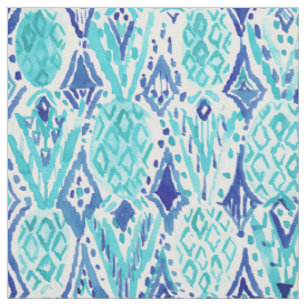 Tissu Aquarelle d'ananas de la tribu FINA PINA Ikat