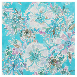 Tissu Aquarelle d'Aqua de BÉBÉ de PLAGE florale