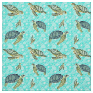 Tissu Aquarelle des tortues de mer des Galapagos