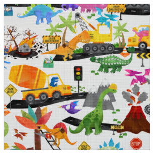 Tissu Aquarelle Dinosaur Construction Enfants Motif