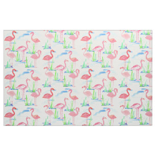 Tissu Aquarelle Flamants roses roses