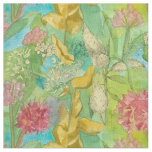 Tissu Aquarelle Fleur sauvage de graines rose Milkweed P
