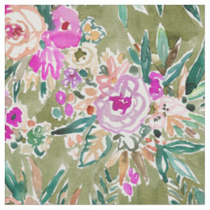 Tissu Aquarelle florale tropicale de la VIE LUXURIANTE