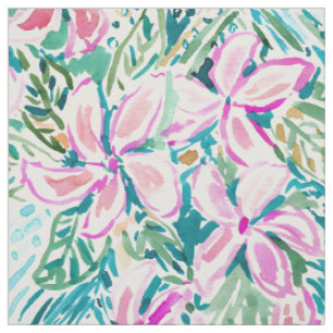Tissu Aquarelle florale tropicale de PARADIS de PLUMERIA